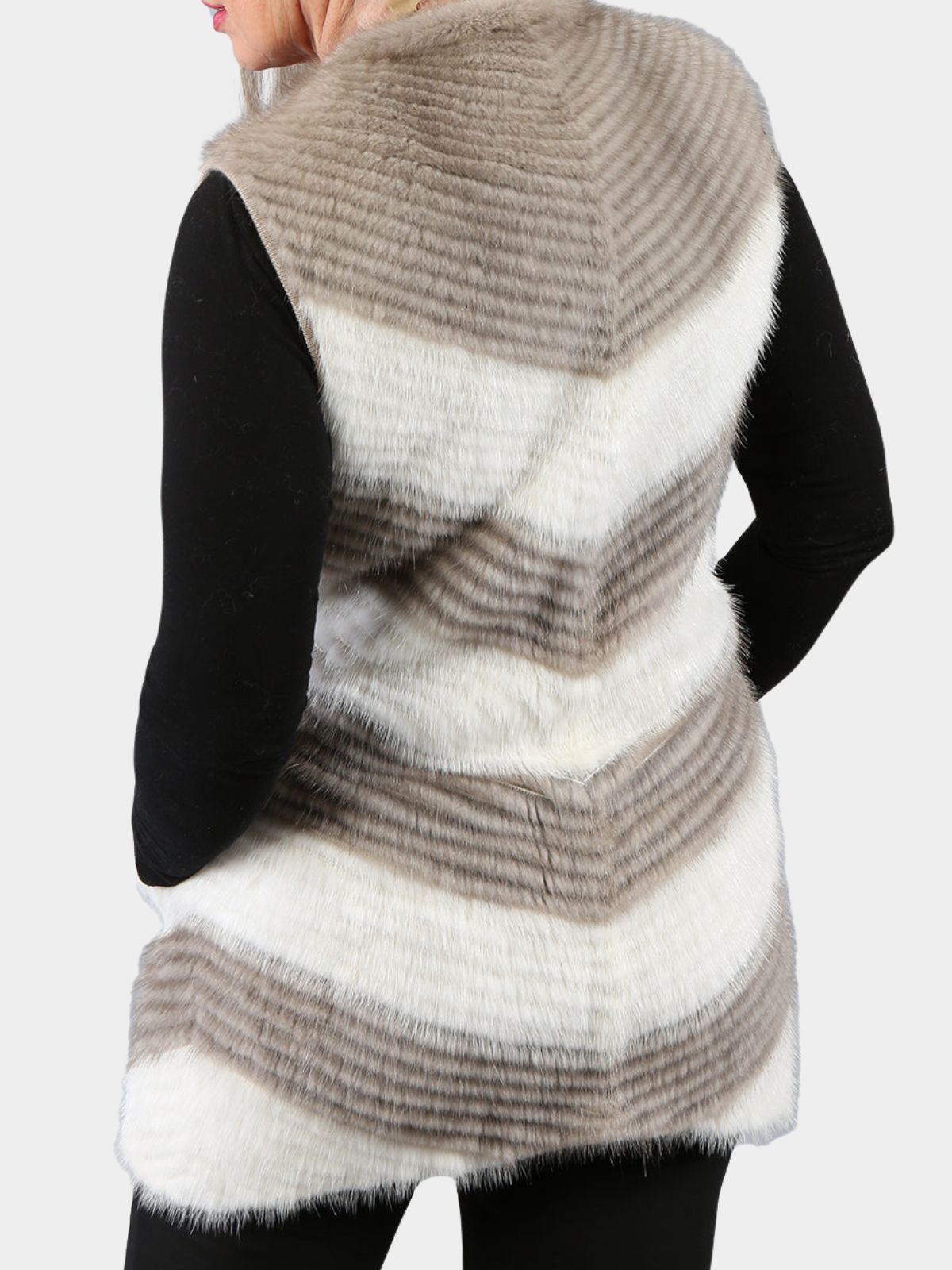 Woman's Gray and Cream Mink Fur Vest