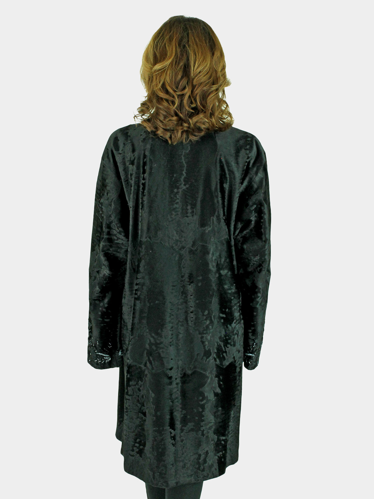 Woman's Giuliana Teso Black Broadtail Lamb Coat with Extensive Beading