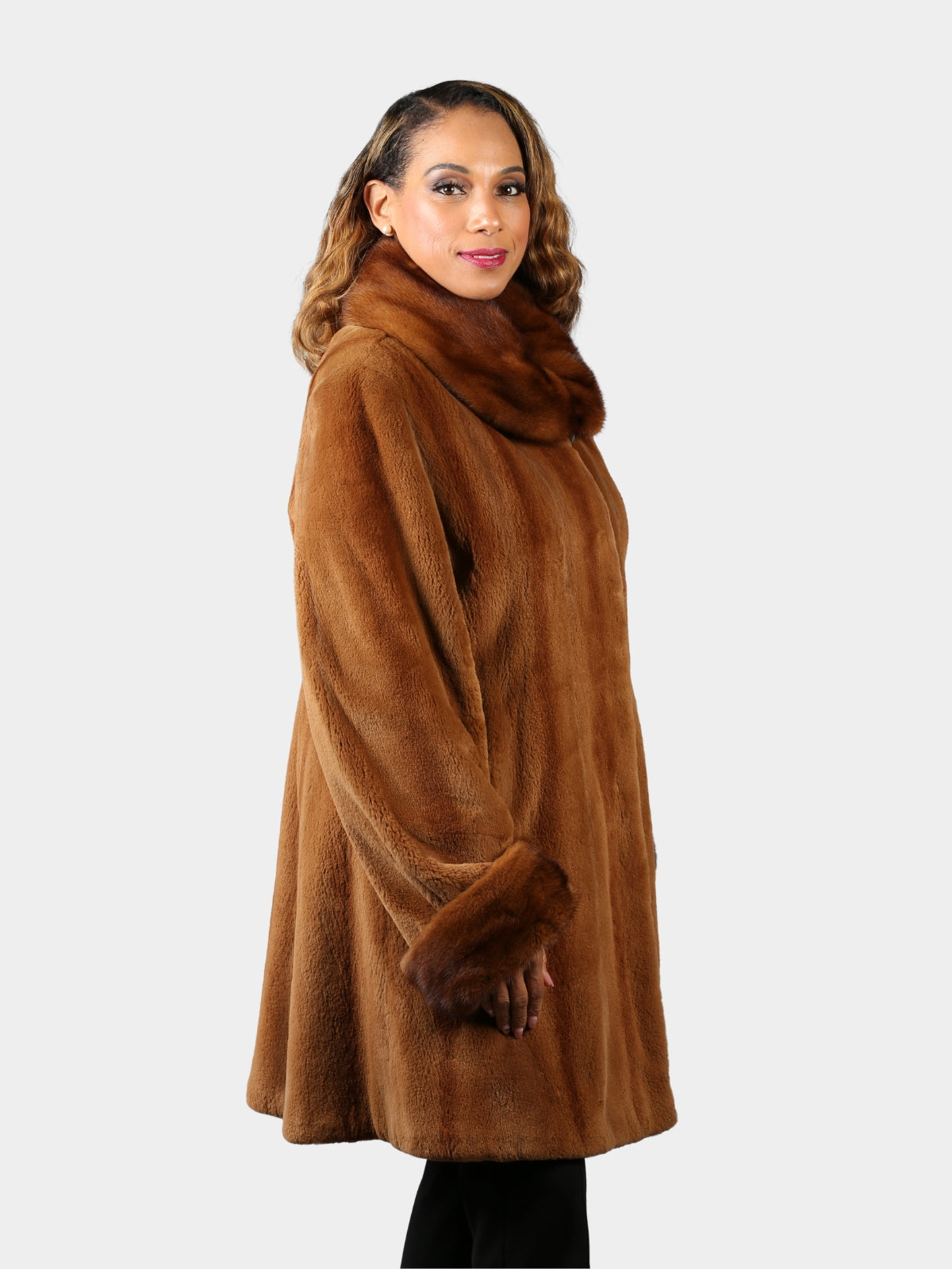 Woman's Whiskey Sheared Mink Fur Stroller