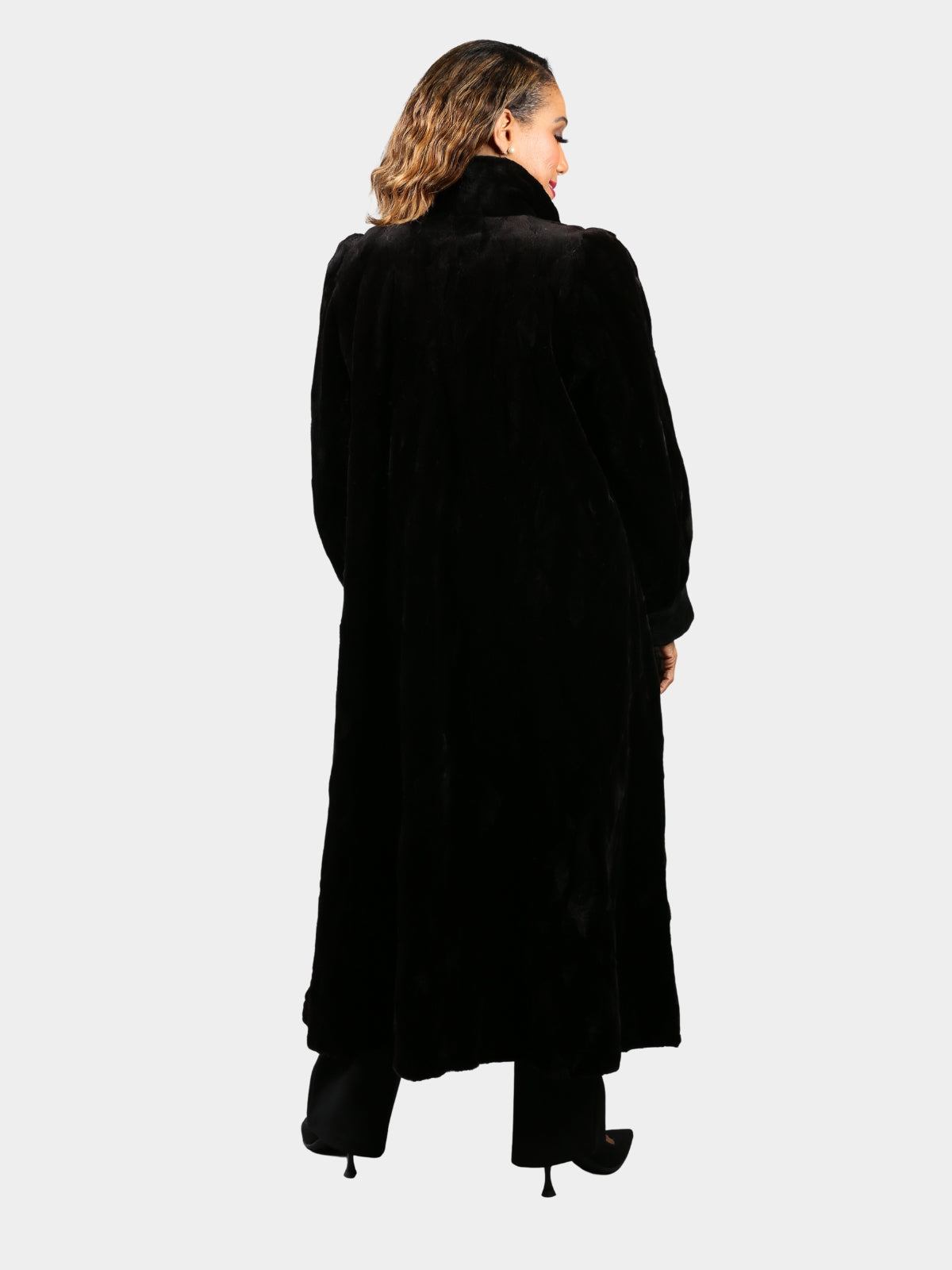 Woman's Black Sheared and Sculptured Mink Fur Coat (Reversible)