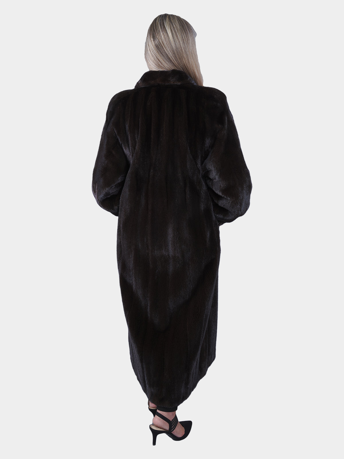 Woman's Ranch Mink Fur Coat with Blue Iris Mink Trim