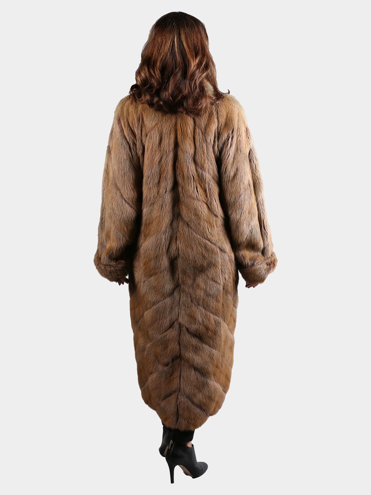 Woman's Fendi Dyed Taupe Kolinsky Fur Coat Reversible to Skin