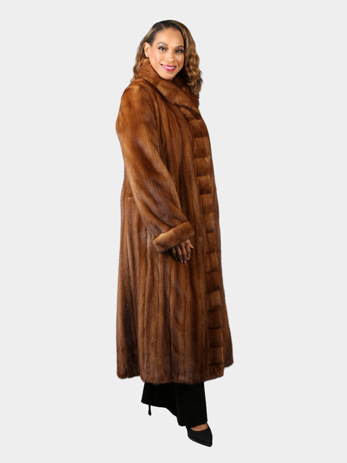 Woman's Natural Whiskey Female Mink Fur Coat