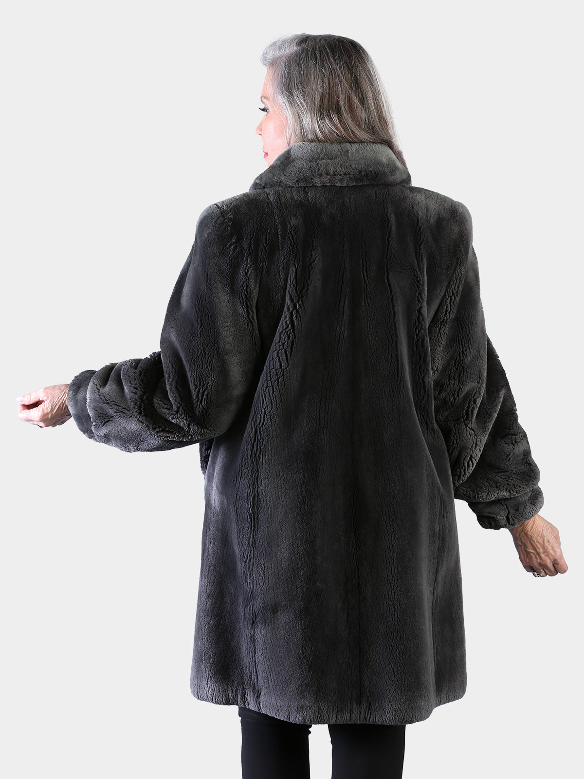 Woman's Dyed Grey Sheared Beaver Fur Stroller