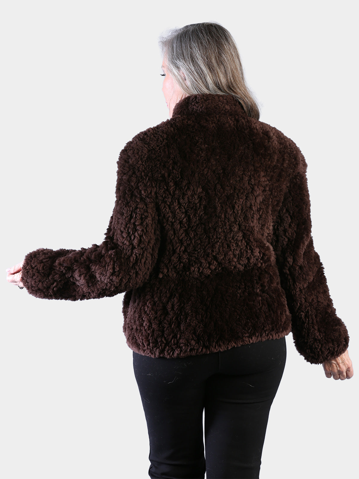 Woman's Lishman Dyed Espresso Sheared and Knit Beaver Fur Jacket