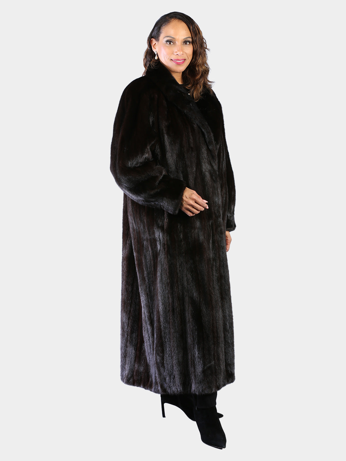 Woman's Plus Size Natural Deepest Mahogany Female Mink Fur Coat