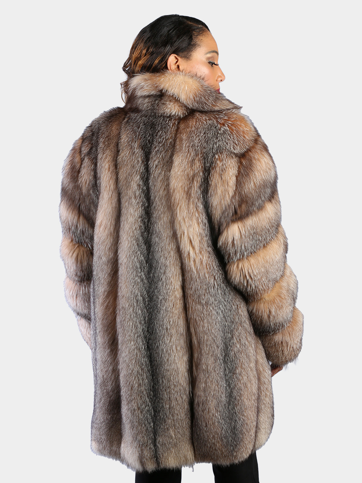 Woman's Natural Crystal Fox Fur 7/8 Coat