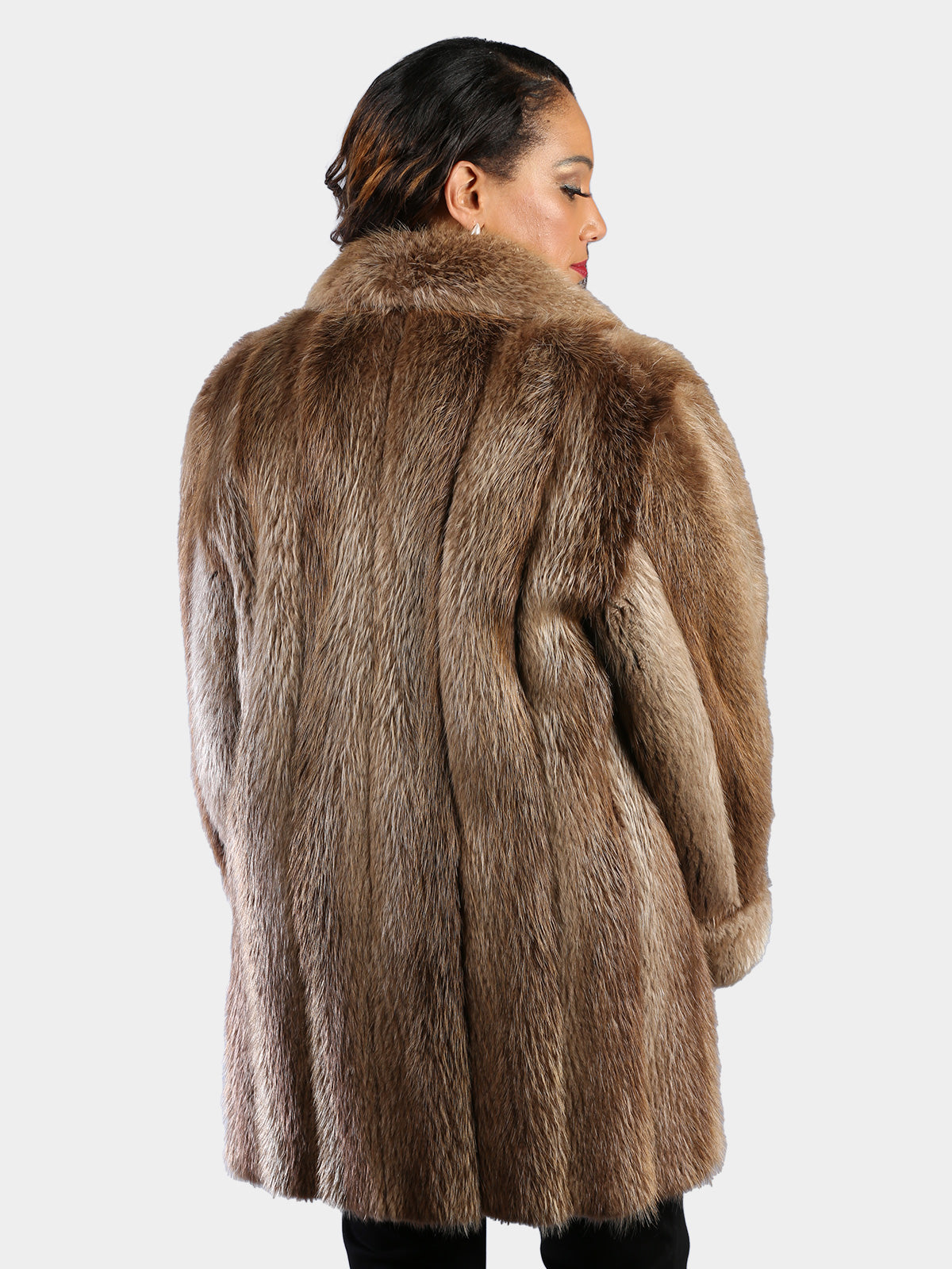 Woman's Natural Blond Long Hair Beaver Fur Stroller