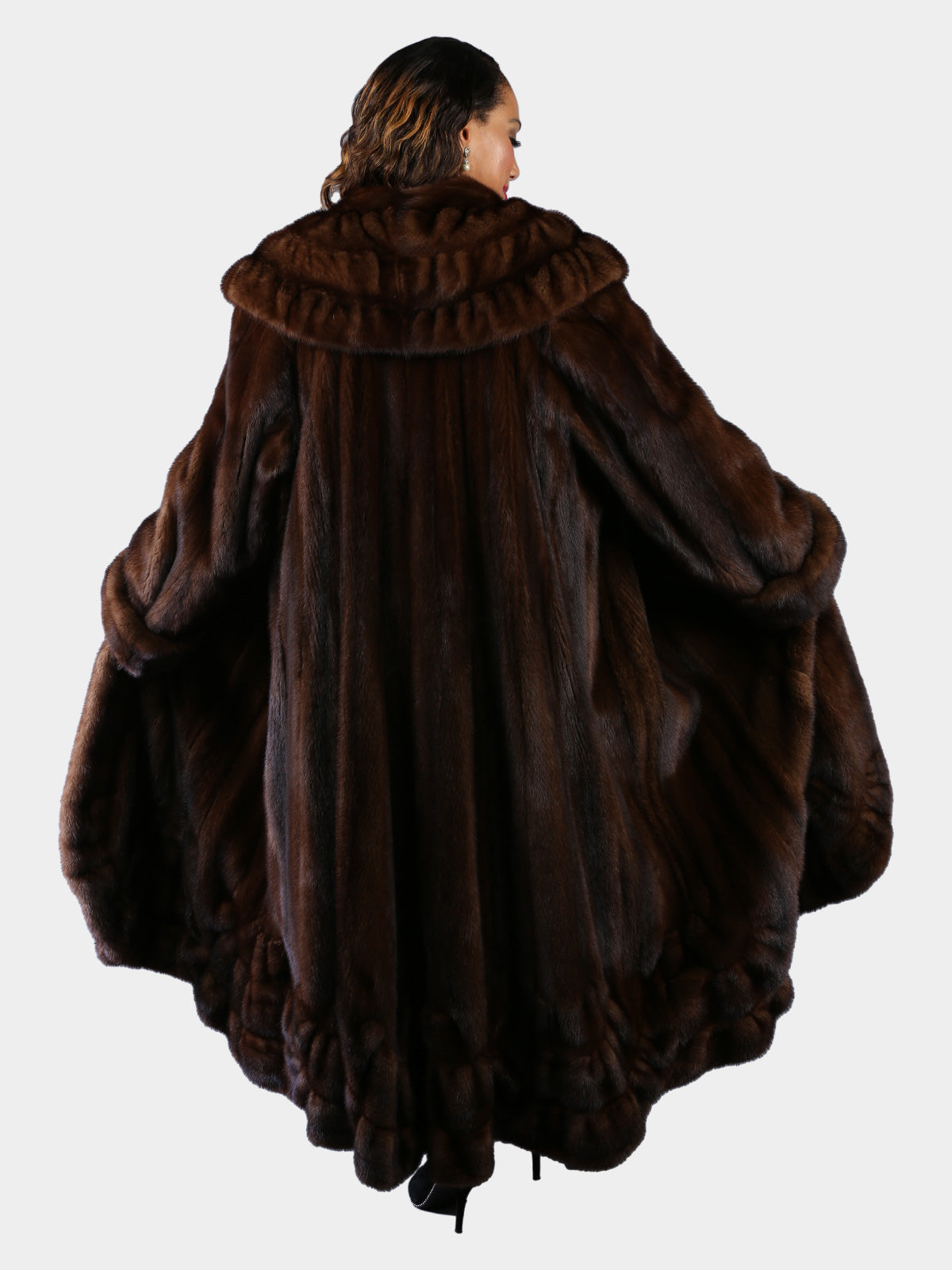 Woman's Plus Size Natural Mahogany Female Mink Fur Coat