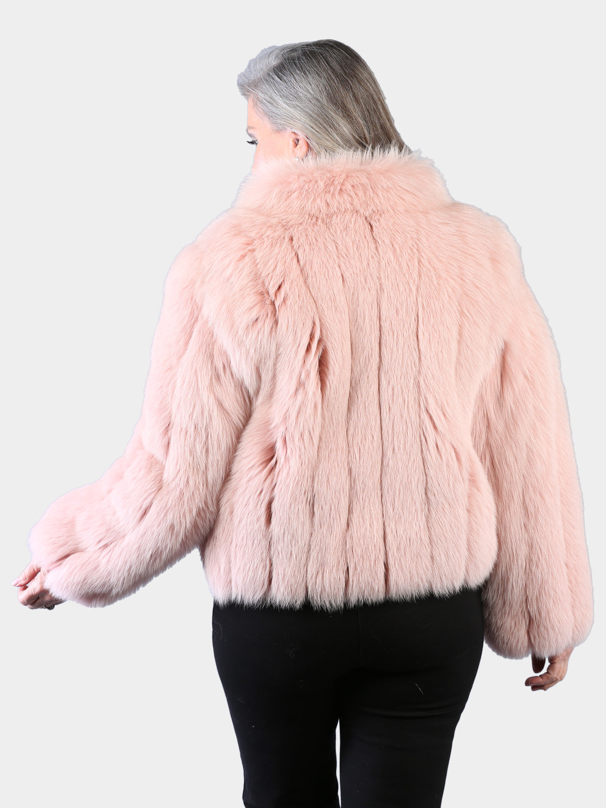 Woman's Petite Dyed Pink Fox Fur Jacket
