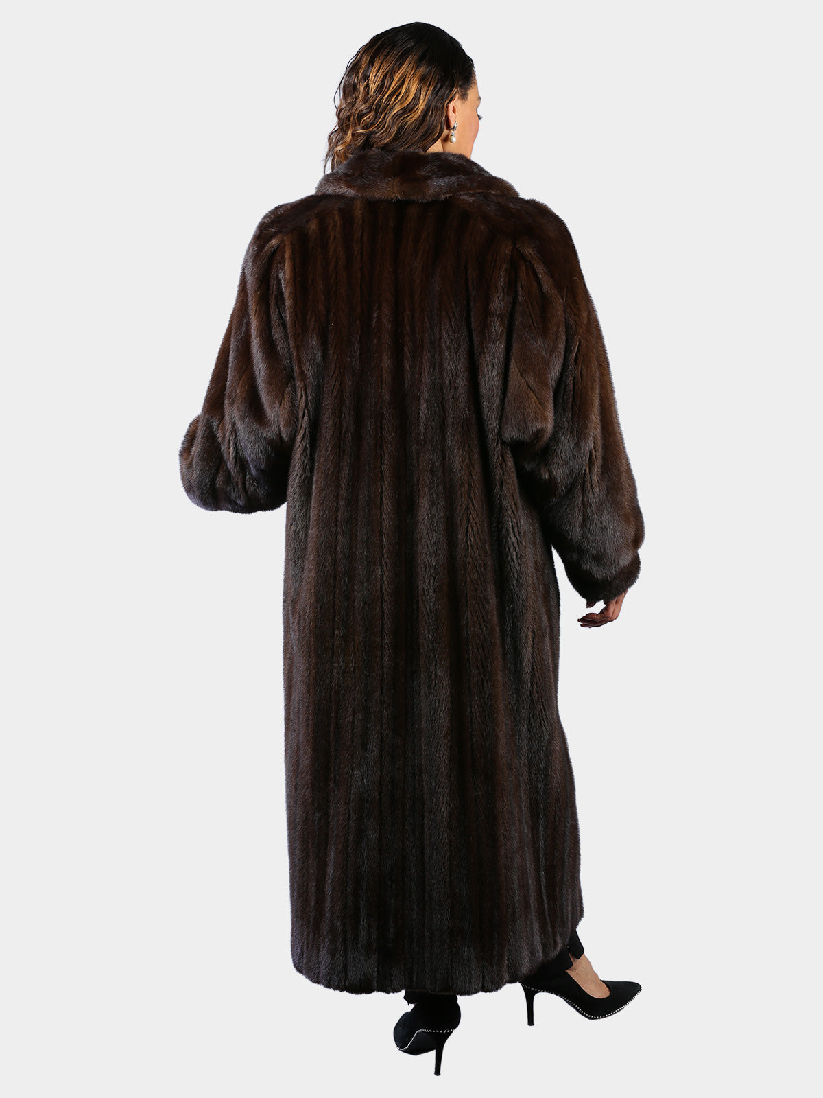 Woman's Plus Size Natural Mahogany Female Mink Fur Coat