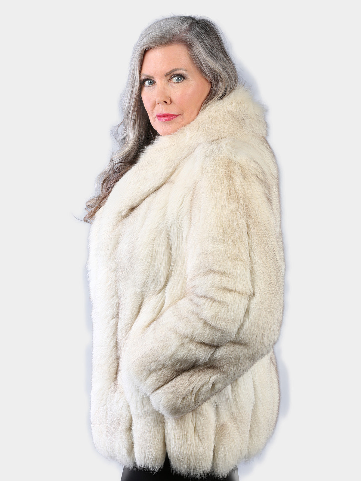 Woman's Petite Dyed Rust/Brown Shearling Lamb Fur Jacket with Loscana Fleece
