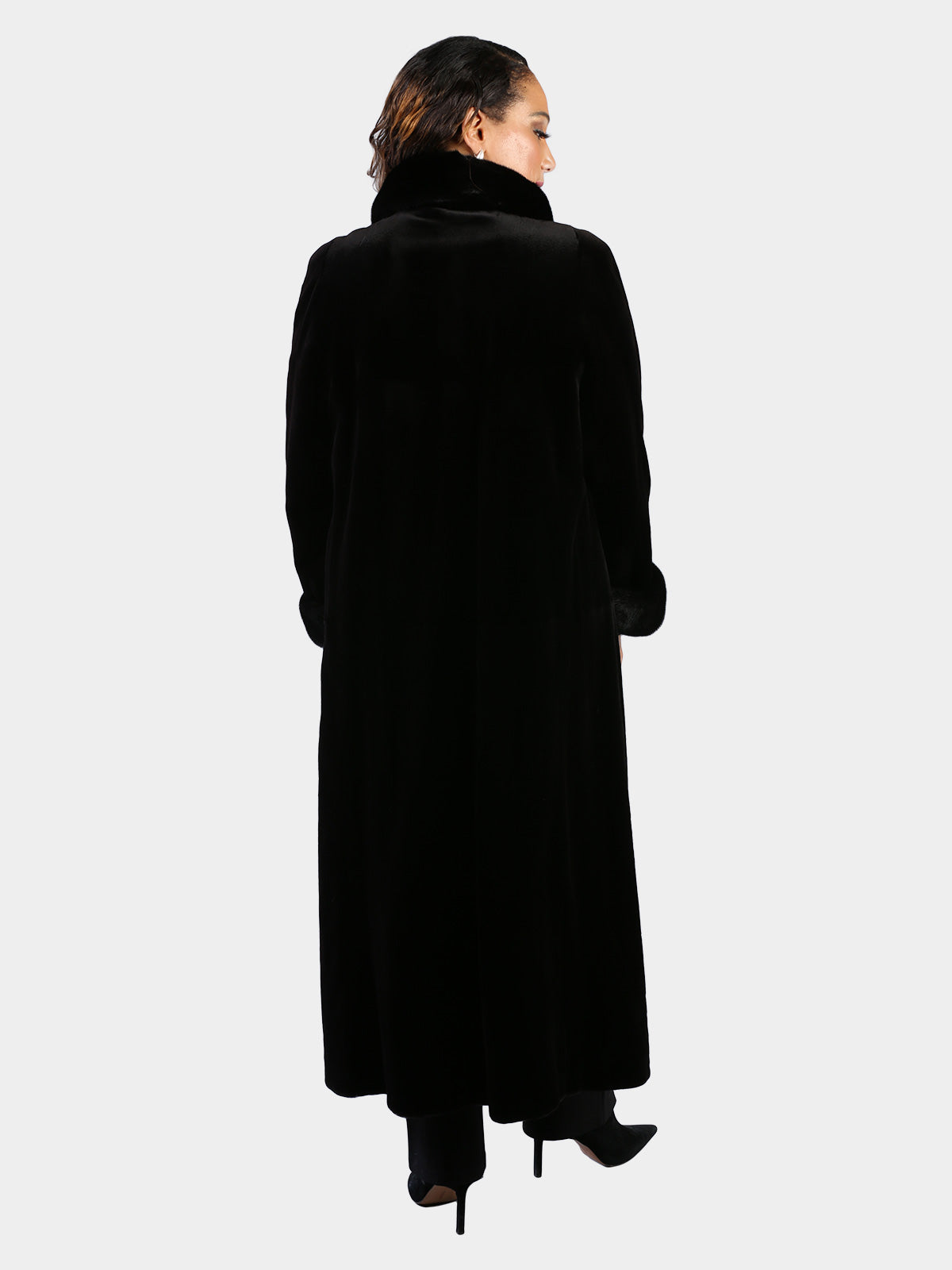Woman's Dyed Black Sheared Mink Fur Coat