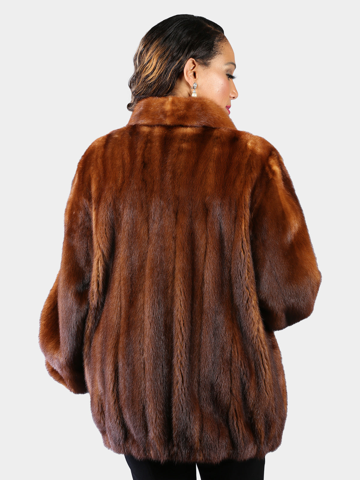 Woman's Plus Size Dyed Whiskey Female Mink Fur Unisex Style Jacket