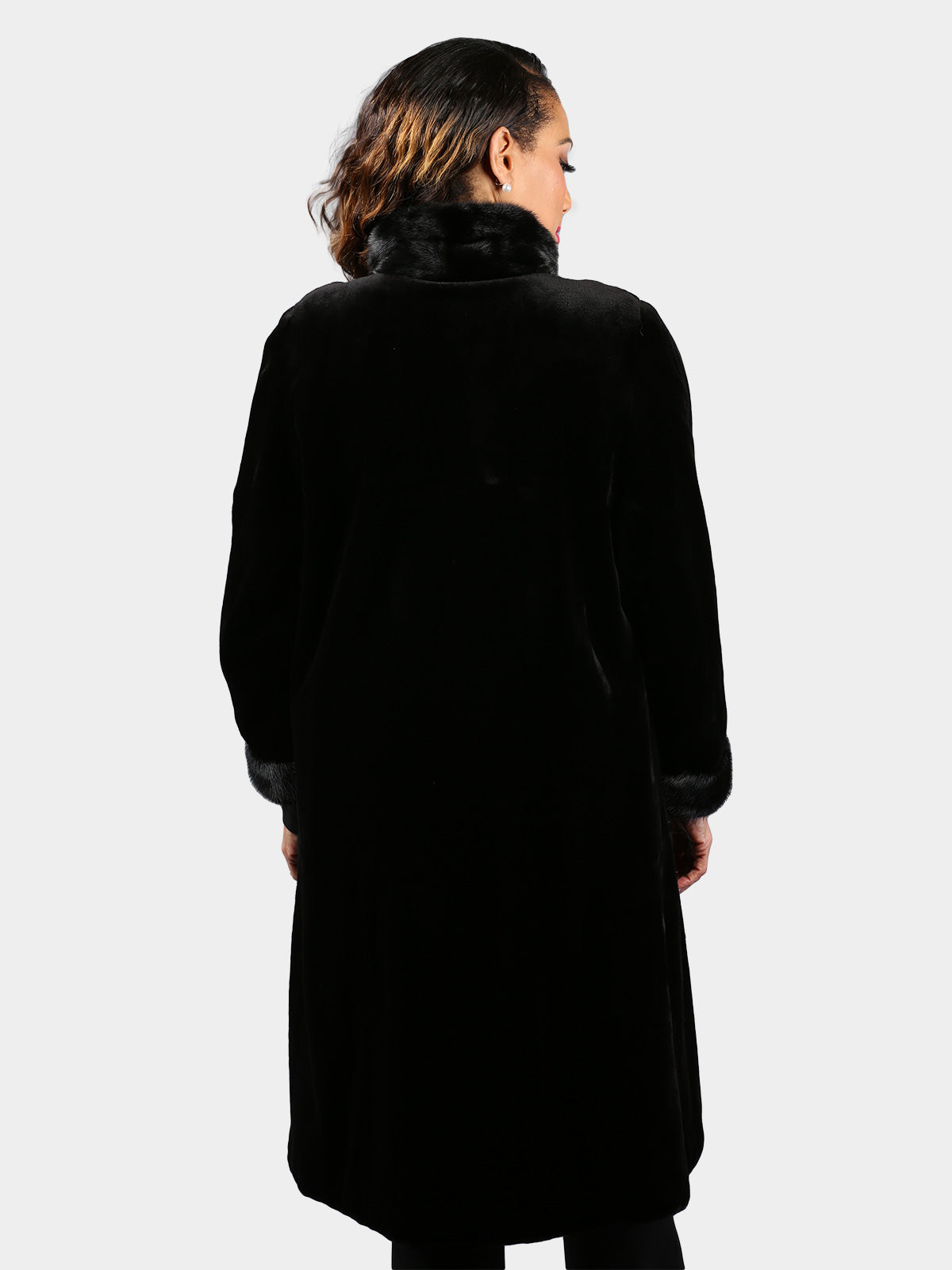 Woman's Dyed Black Sheared Mink Fur Coat (Reversible)