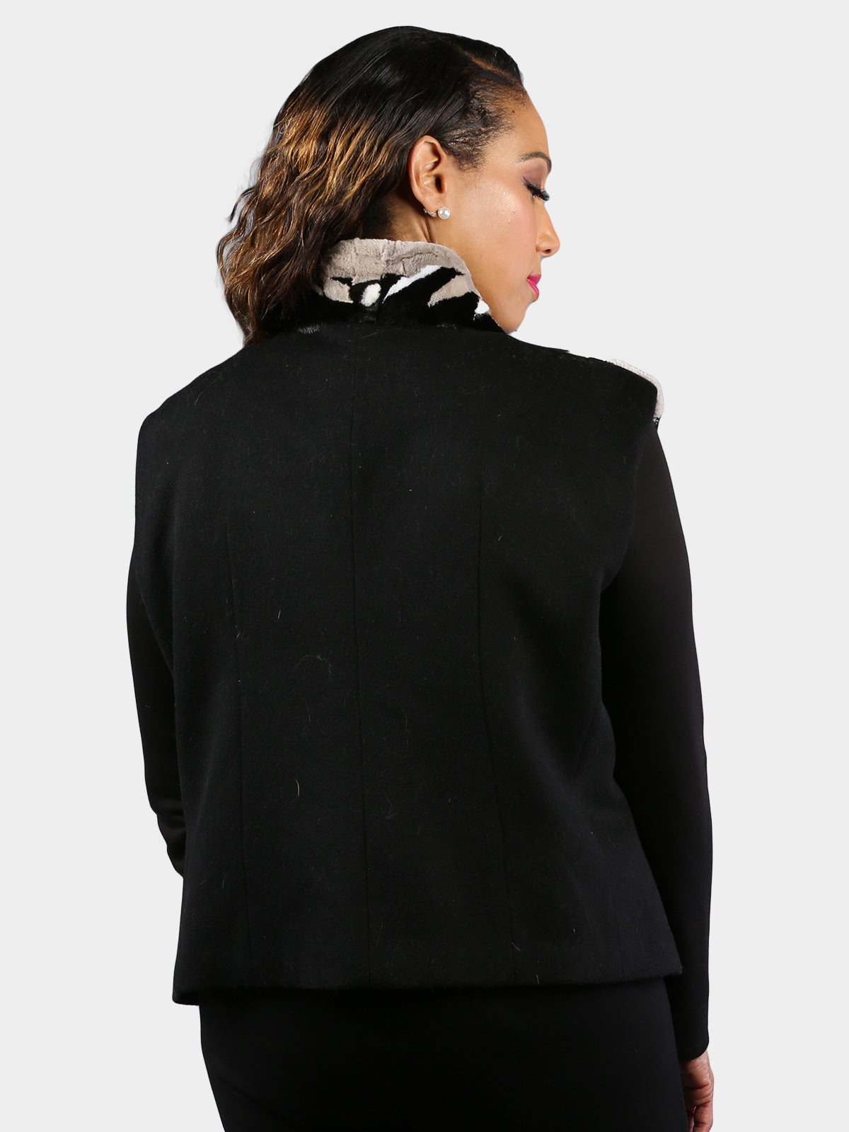 Woman's Sheared and Sculptured Black White and Grey Mink Fur Vest