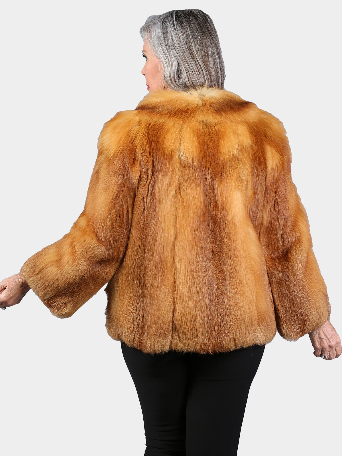 Woman's Petite Natural Red Fox Fur Jacket