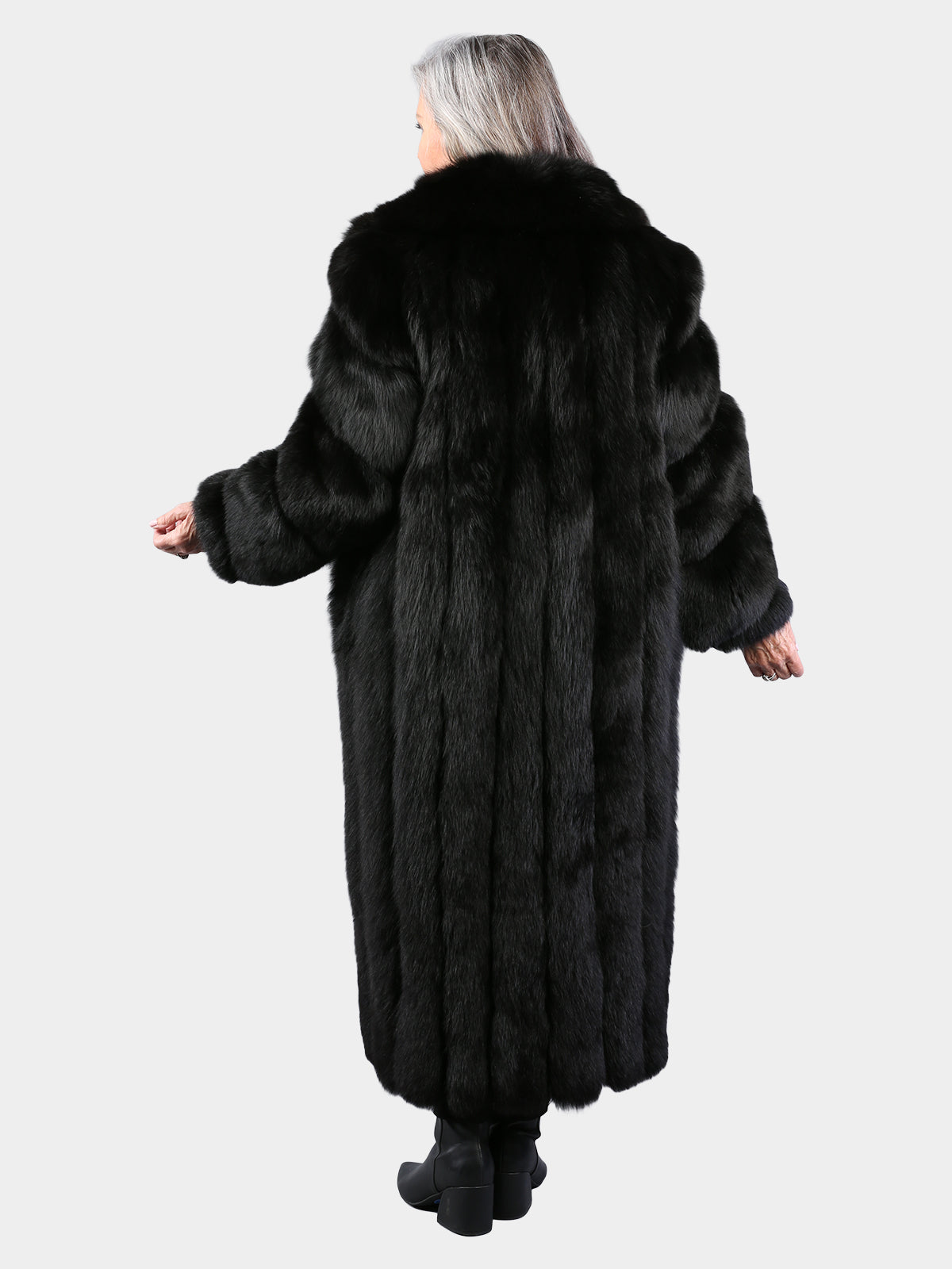 Woman's Dyed Black Fox Fur Coat
