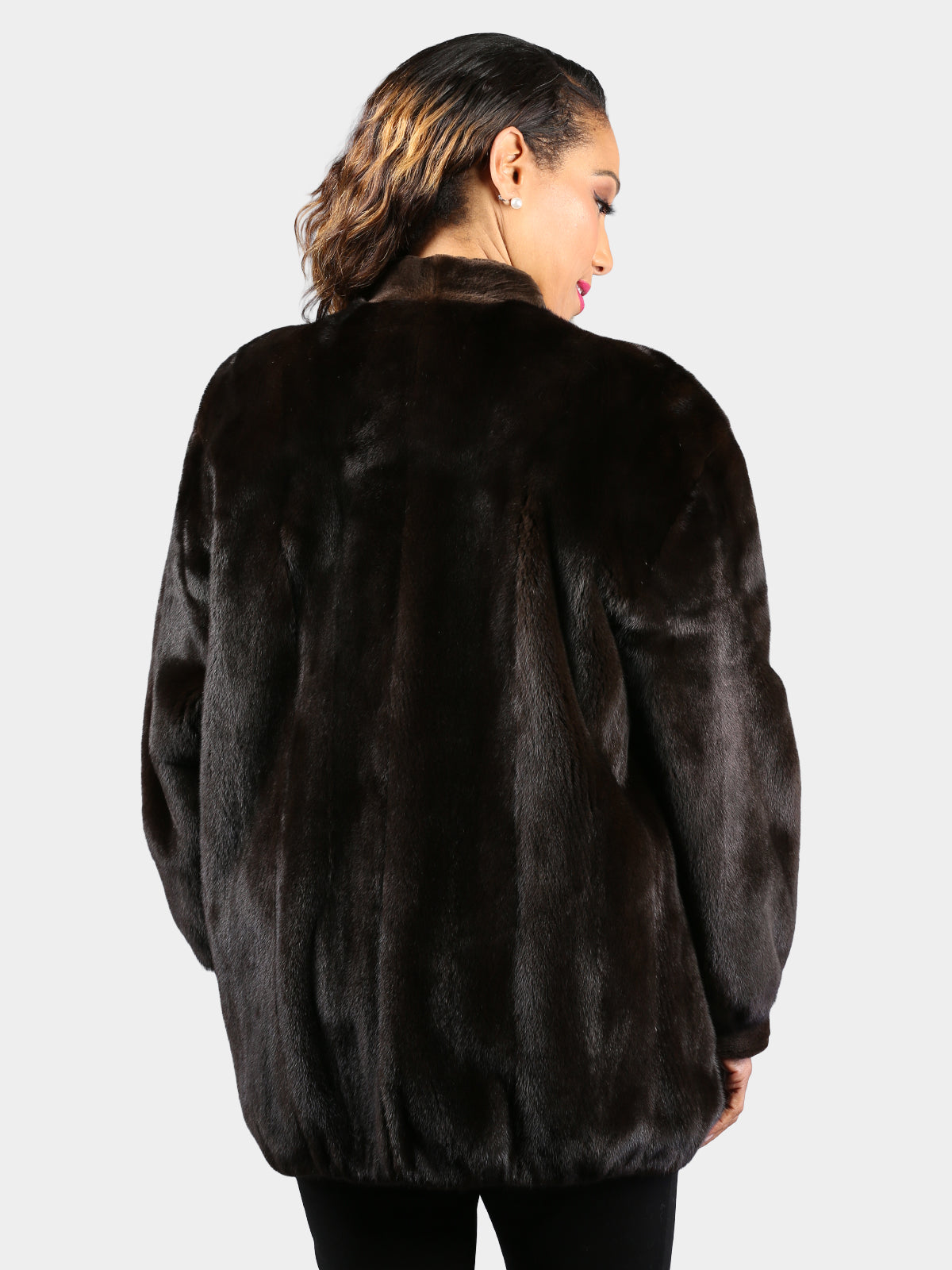 Woman's Natural Dark Mahogany Female Mink Fur Jacket