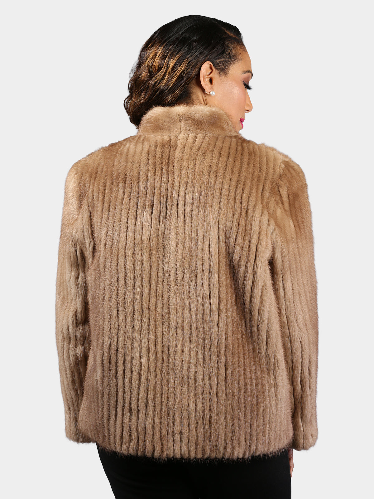 Woman's Natural Pastel Cord Cut Mink Fur Jacket