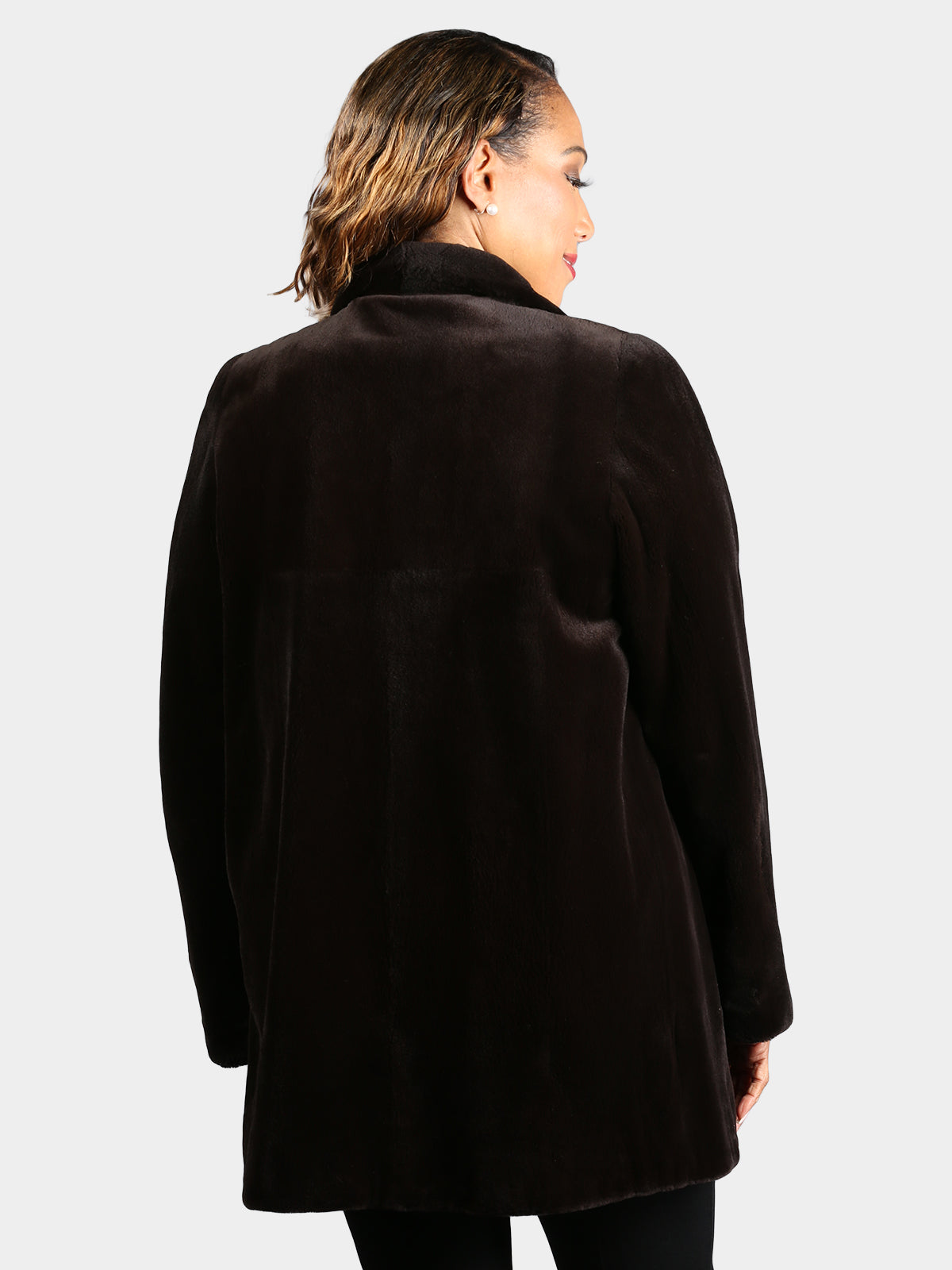 Woman's Dyed Deepest Brown Sheared Mink Fur Stroller