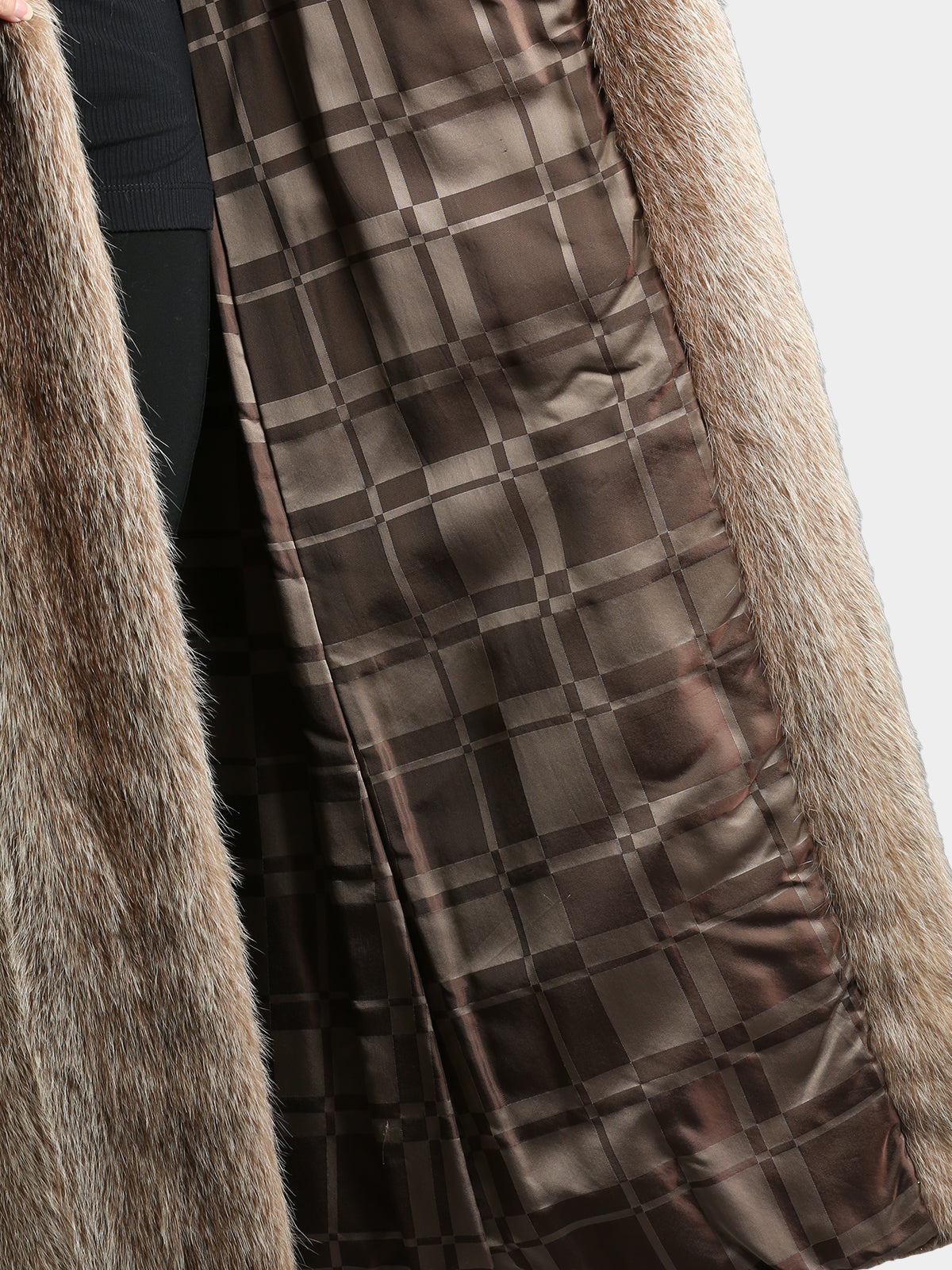 Woman's Vintage Nutria Fur Coat with Large Fur Collar