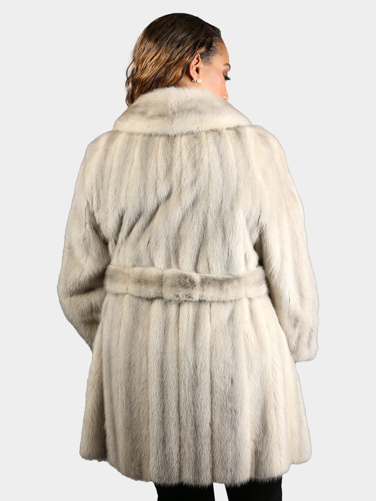 Woman's Vintage Sapphire Female Mink Fur Stroller with Fur Belt