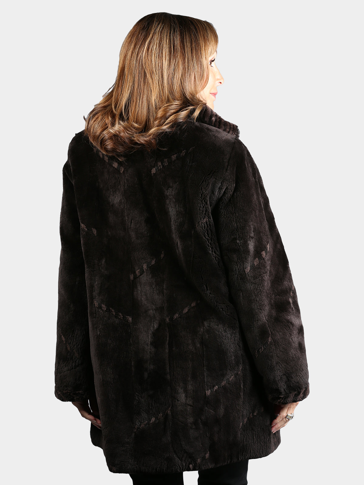 Woman's Dyed Matara Sheared Beaver Fur Jacket (Reversible)