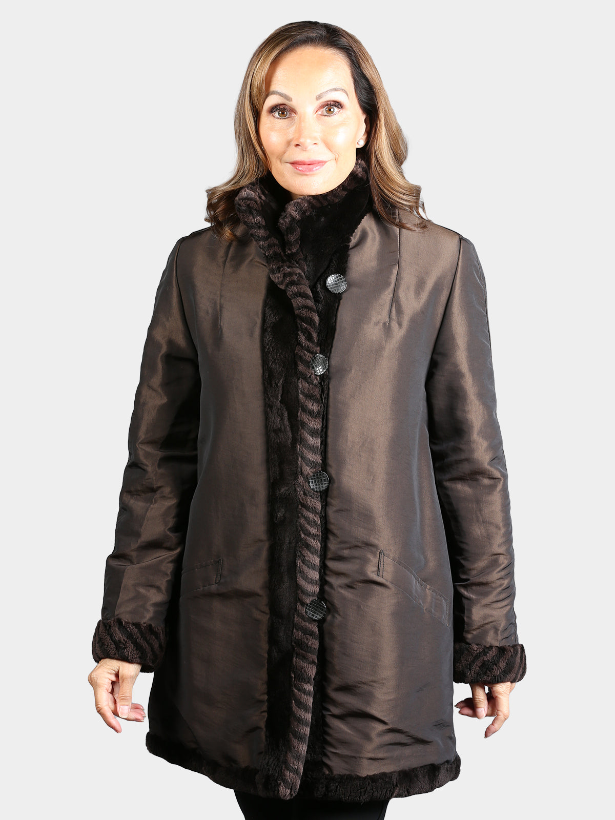 Woman's Dyed Matara Sheared Beaver Fur Jacket (Reversible)