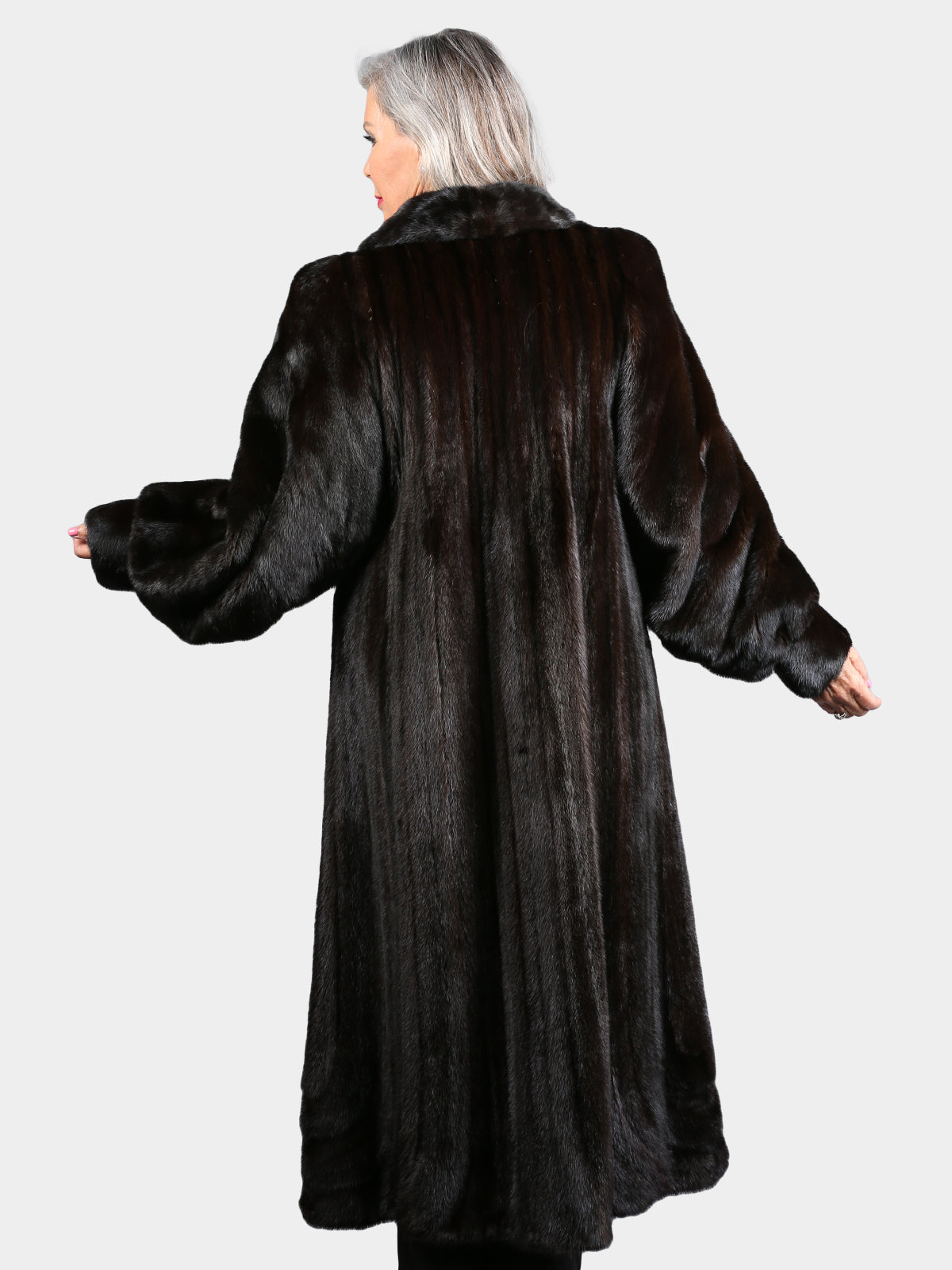 Woman's Natural Deep Mahogany Female Mink Coat with Directional Design