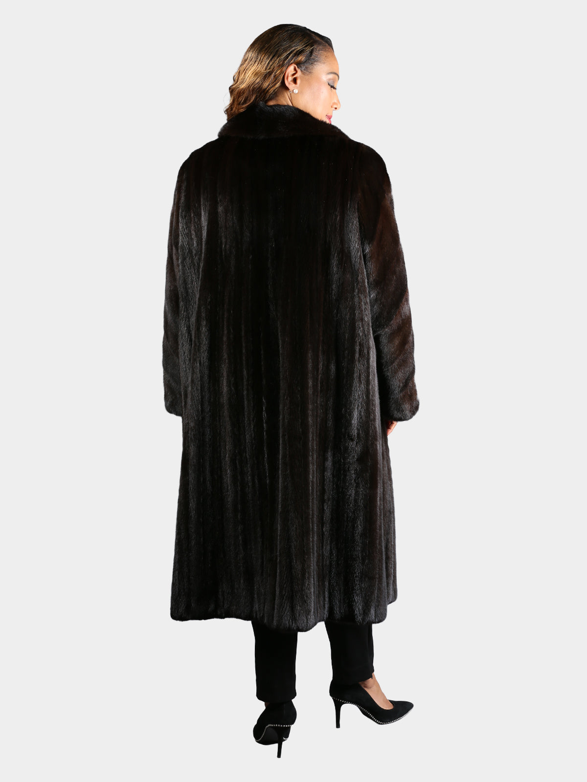 Woman's Plus Size Natural Deepest Mahogany Female Mink Fur Coat