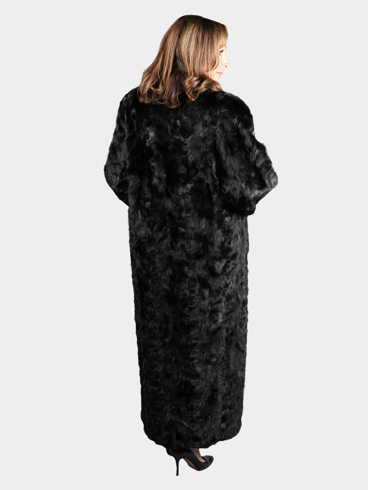 Woman's Dyed Black Sculptured Mink Fur Coat