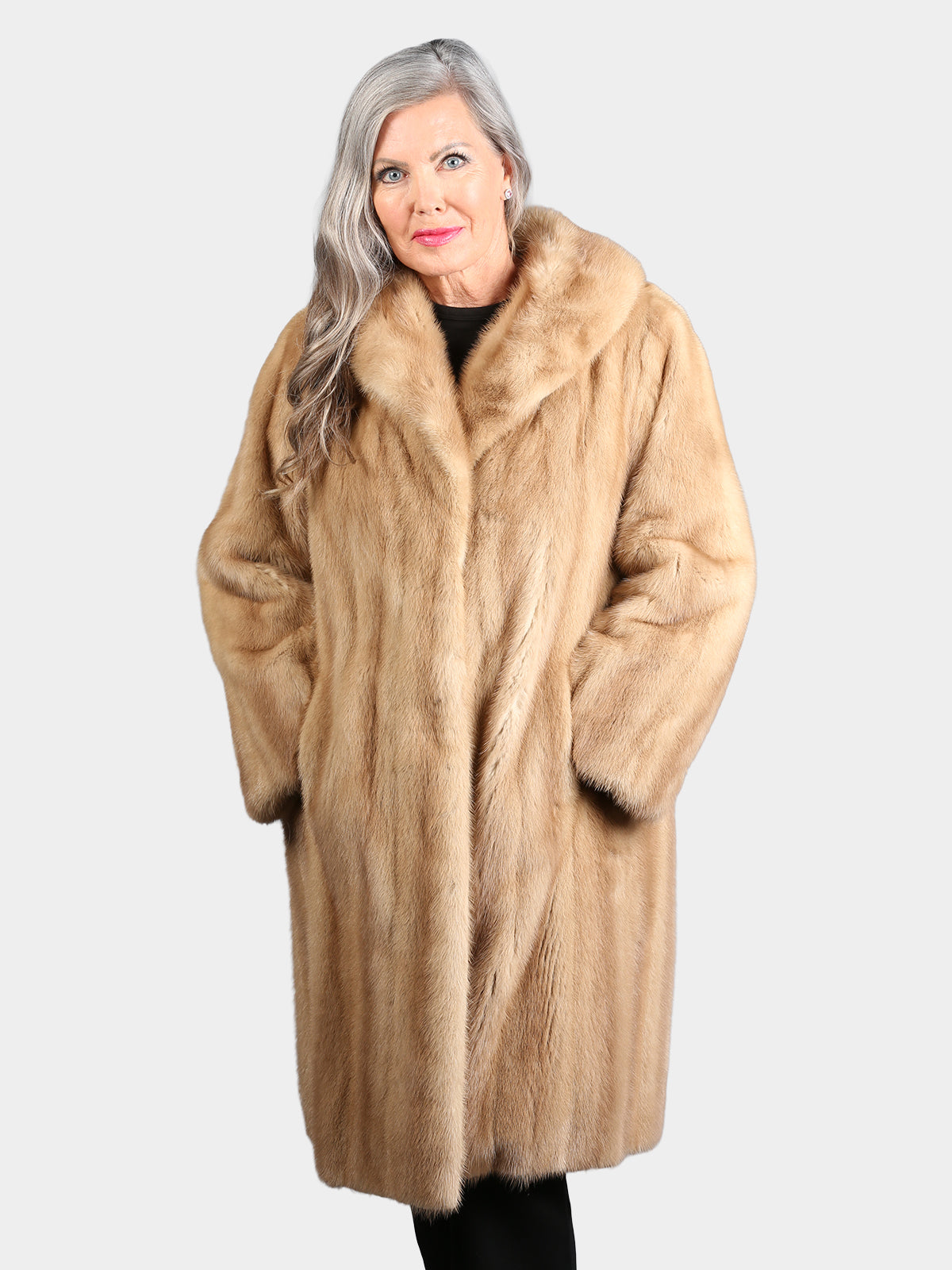 Woman's Vintage Natural Pastel Female Mink Fur 7/8 Coat