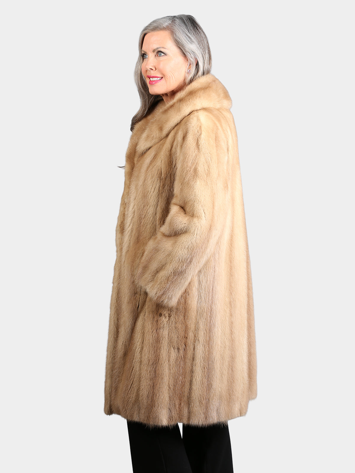 Woman's Vintage Natural Pastel Female Mink Fur 7/8 Coat