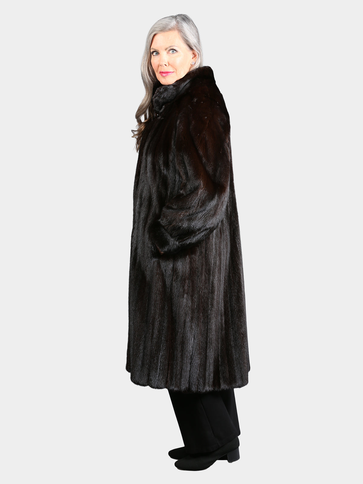 Woman's Natural Deepest Mahogany Female Mink Fur Coat