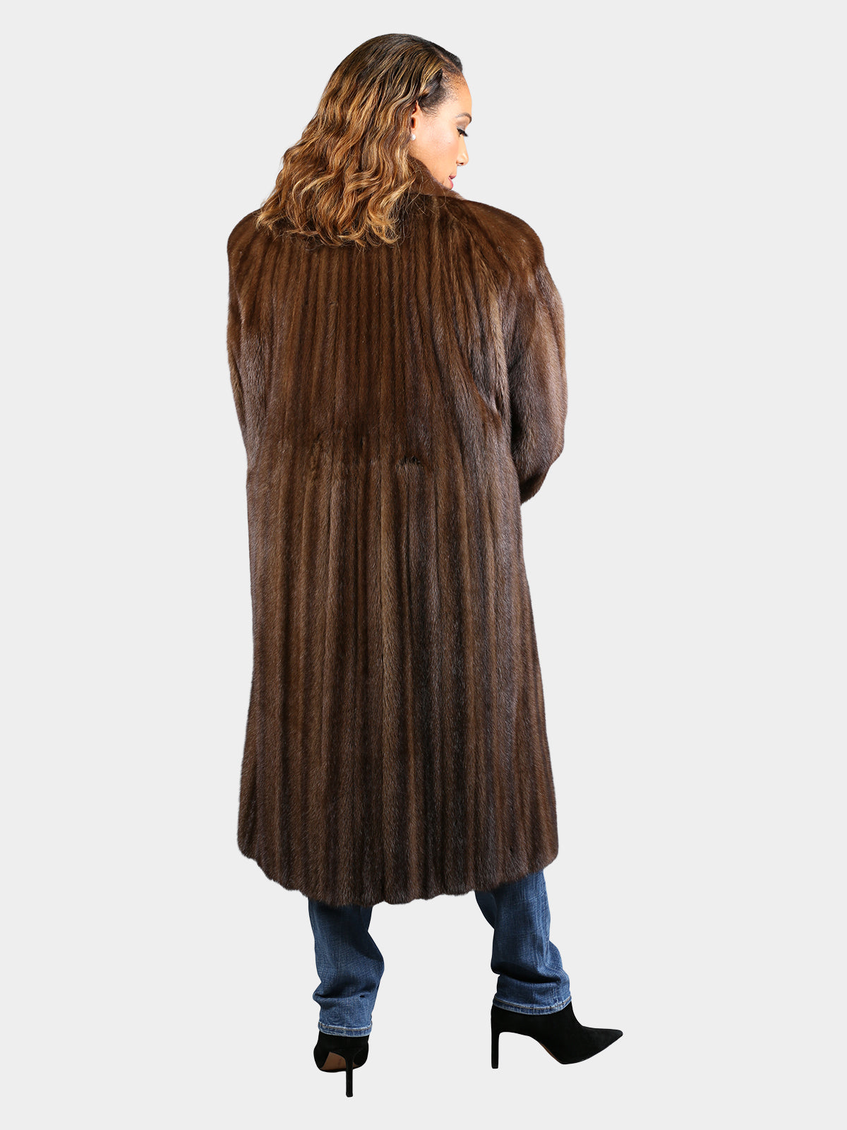 Woman's Natural Light Mahogany Female Mink Fur Coat
