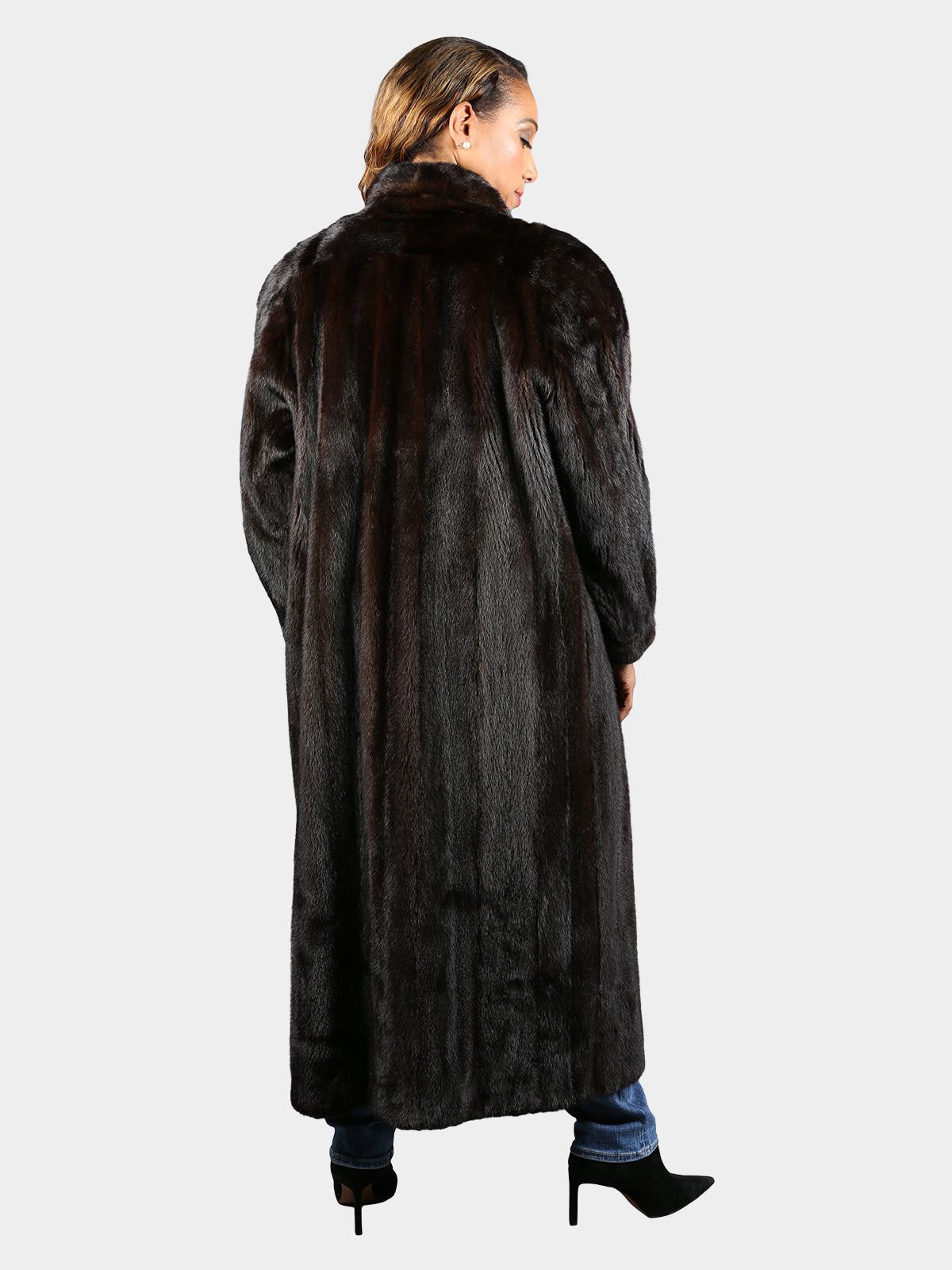 Woman's Natural Deepest Mahogany Mink Fur Coat