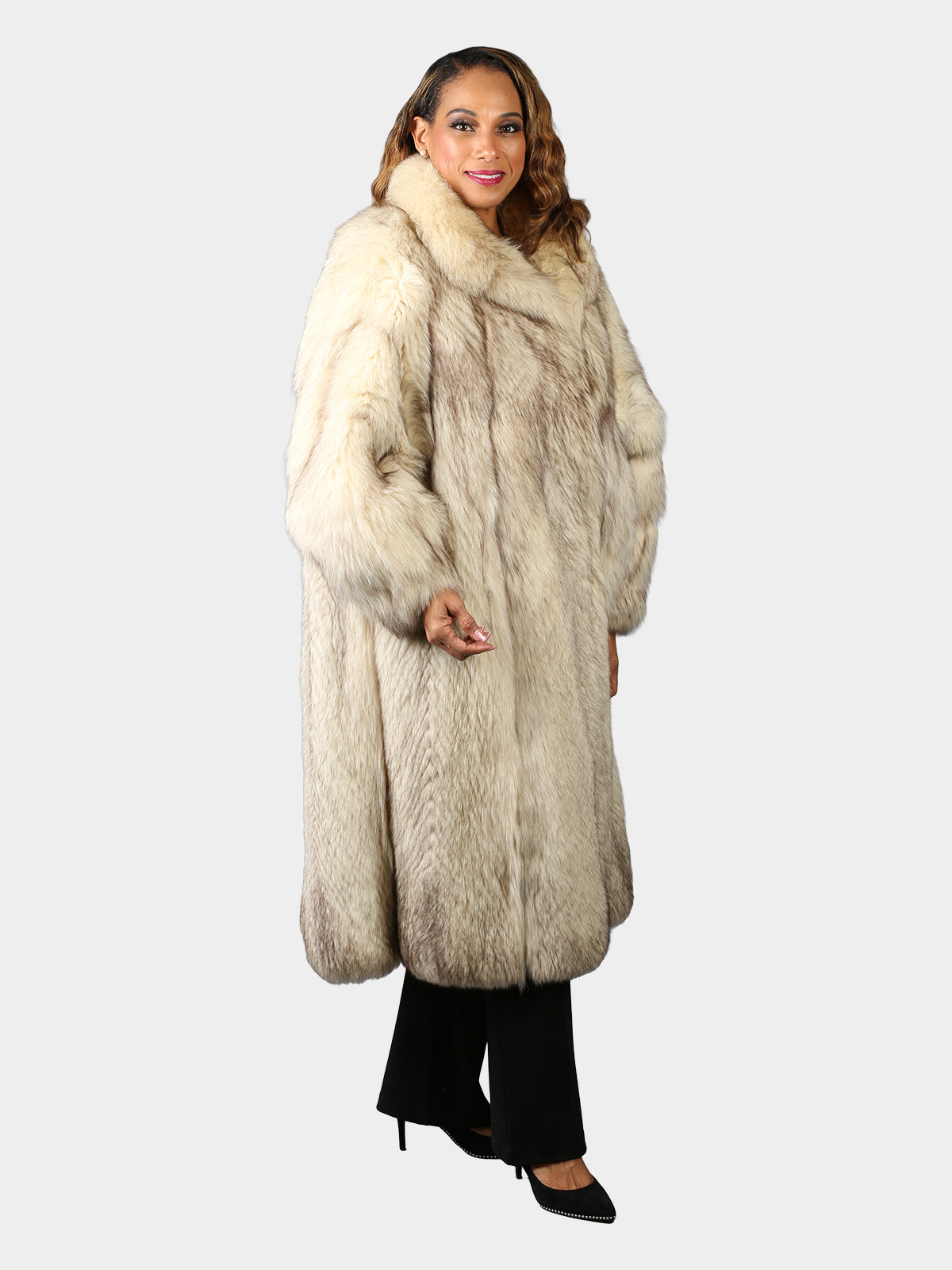 Woman's Plus Size Natural Blue Fox Fur Coat