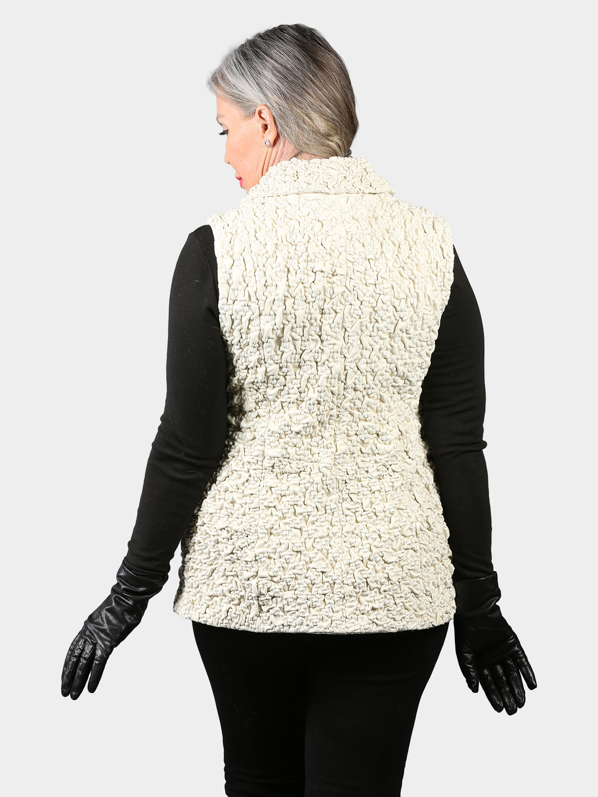 Woman's Dyed "Ice" Bubble Stretch Elasticized Leather Vest