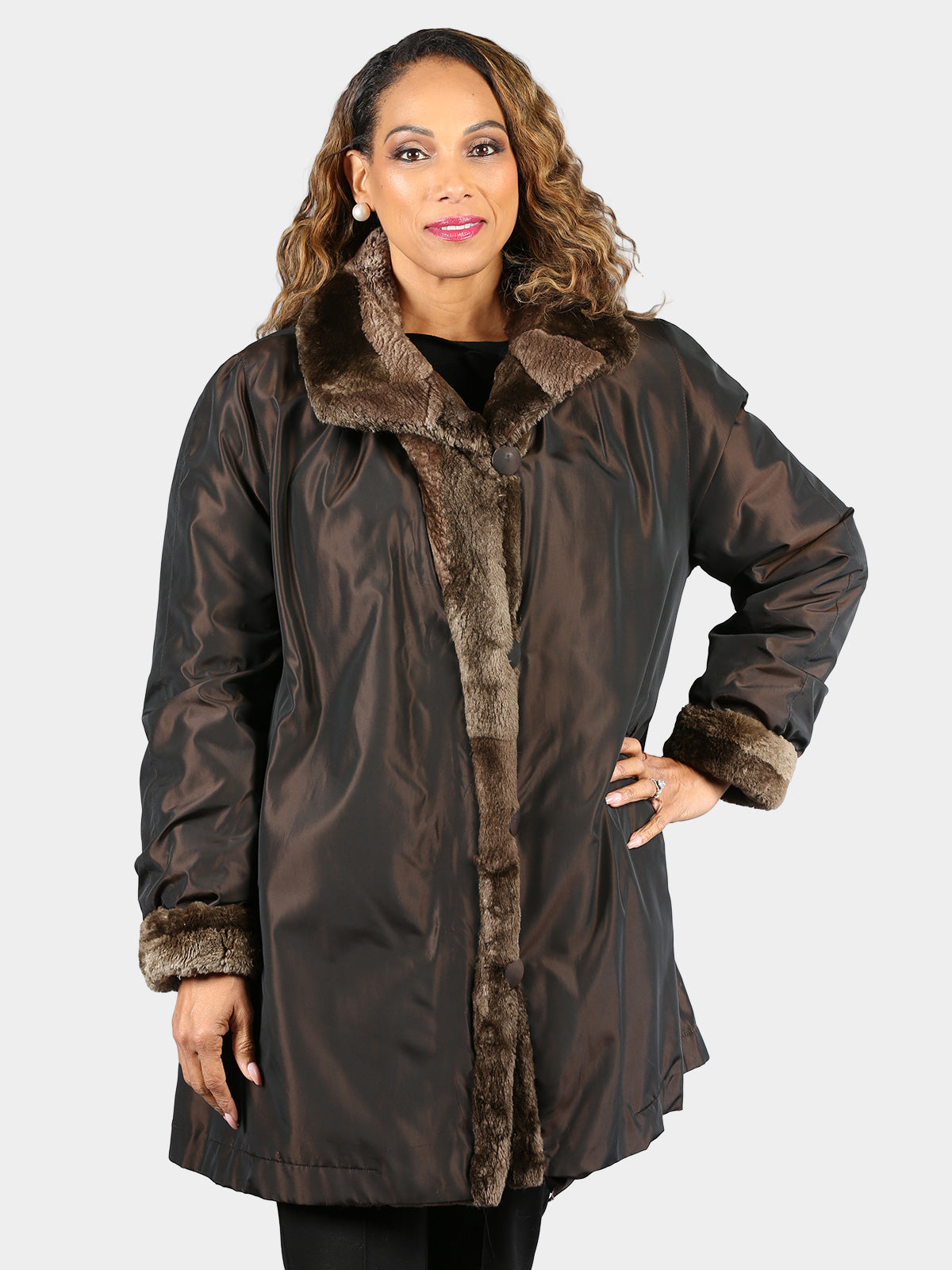 Woman's Phantom Sheared Beaver Fur Stroller (Reversible)