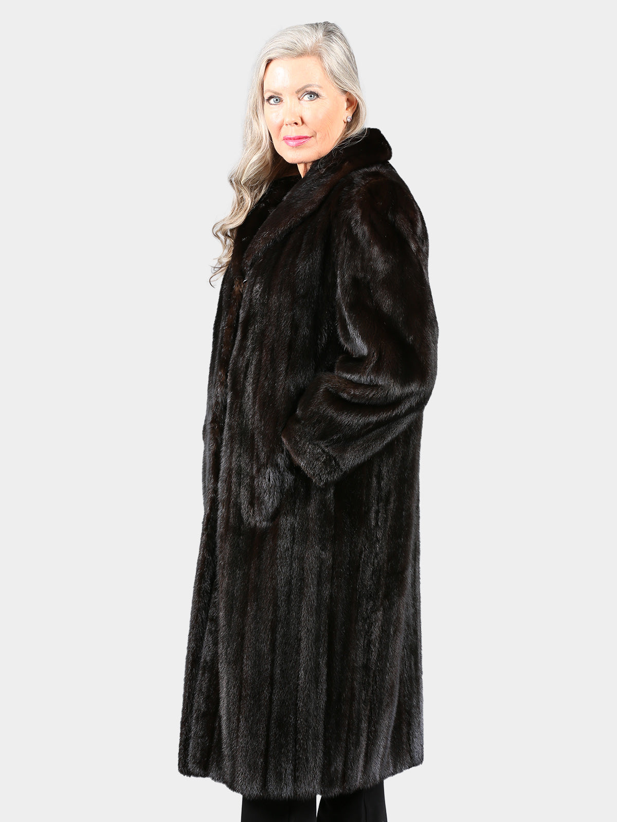 Woman's Deepest Mahogany Female Mink Fur Coat