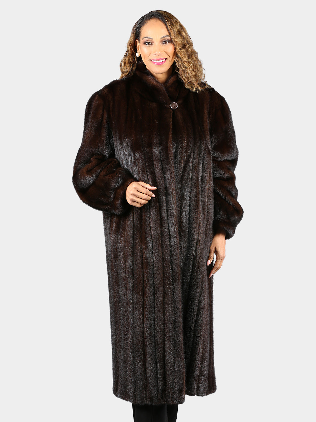 Woman's Plus Size Mahogany Mink Fur Coat