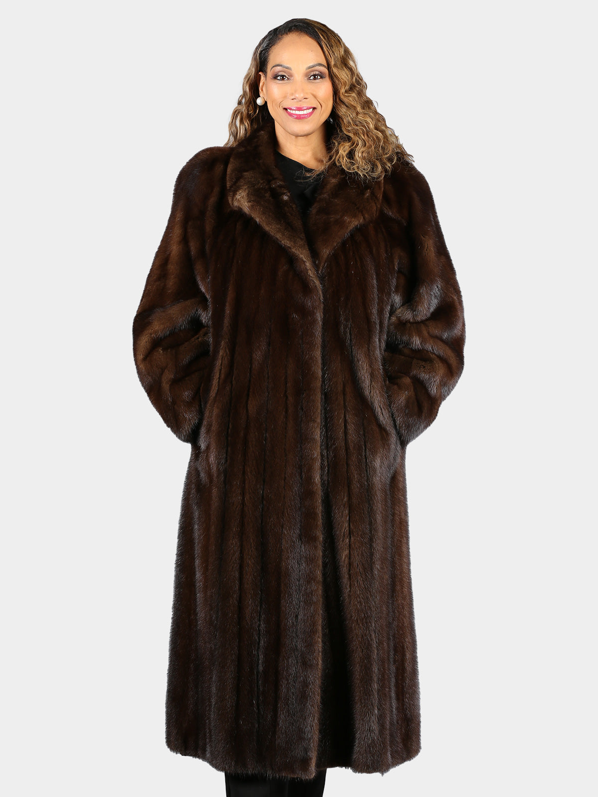 Woman's Plus Size Mahogany Mink Fur Coat