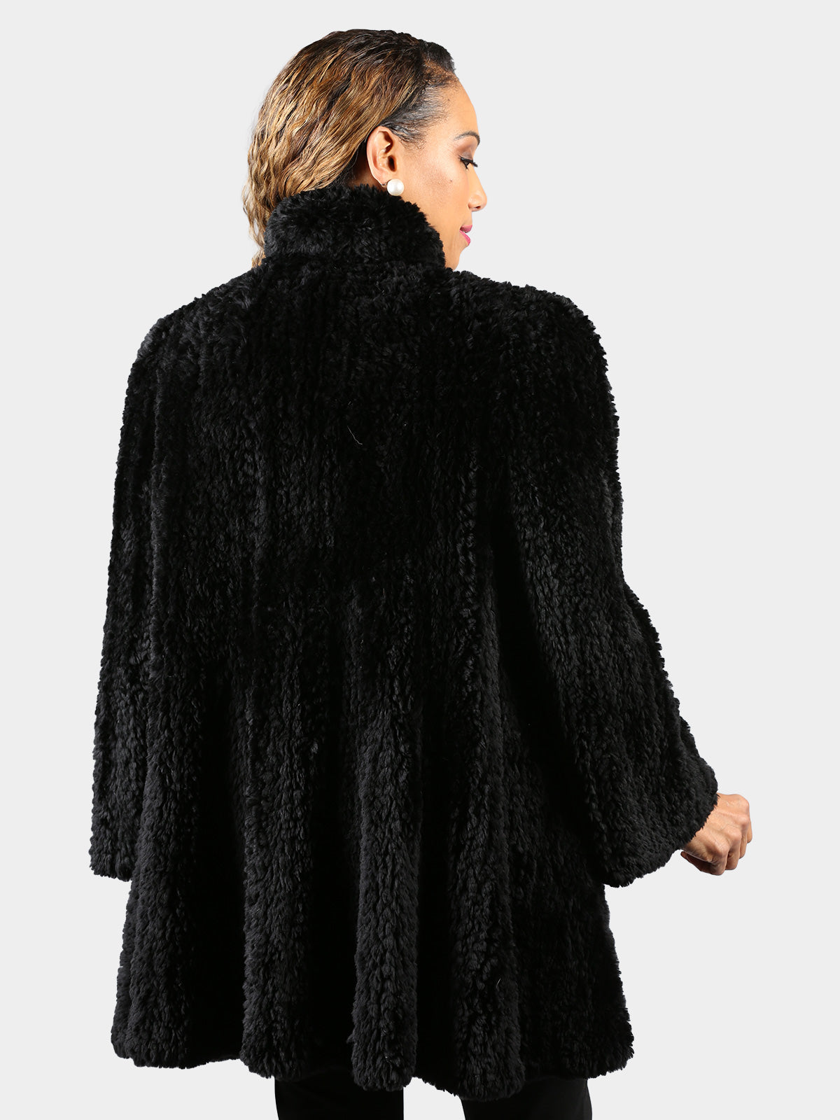 Woman's Dyed Black Knit Sheared Beaver Fur Stroller by Paula Lishman