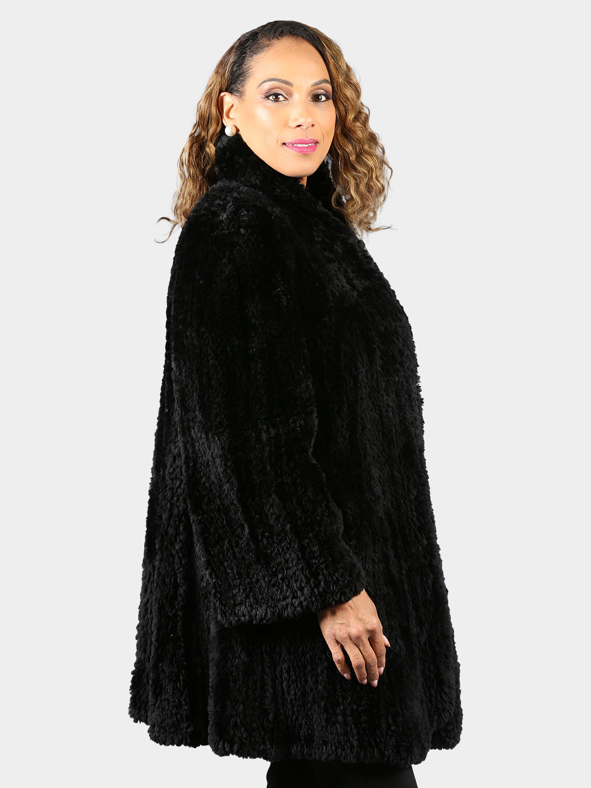 Woman's Dyed Black Knit Sheared Beaver Fur Stroller by Paula Lishman