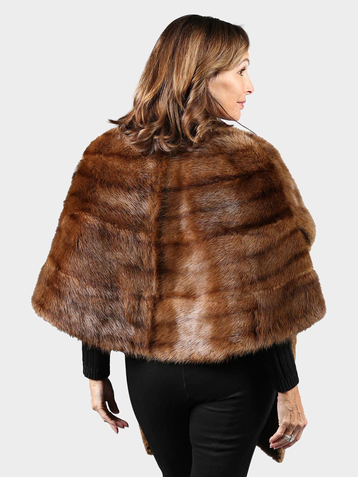 Woman's Extra Long Dyed Brown Vintage Muskrat Fur Stole