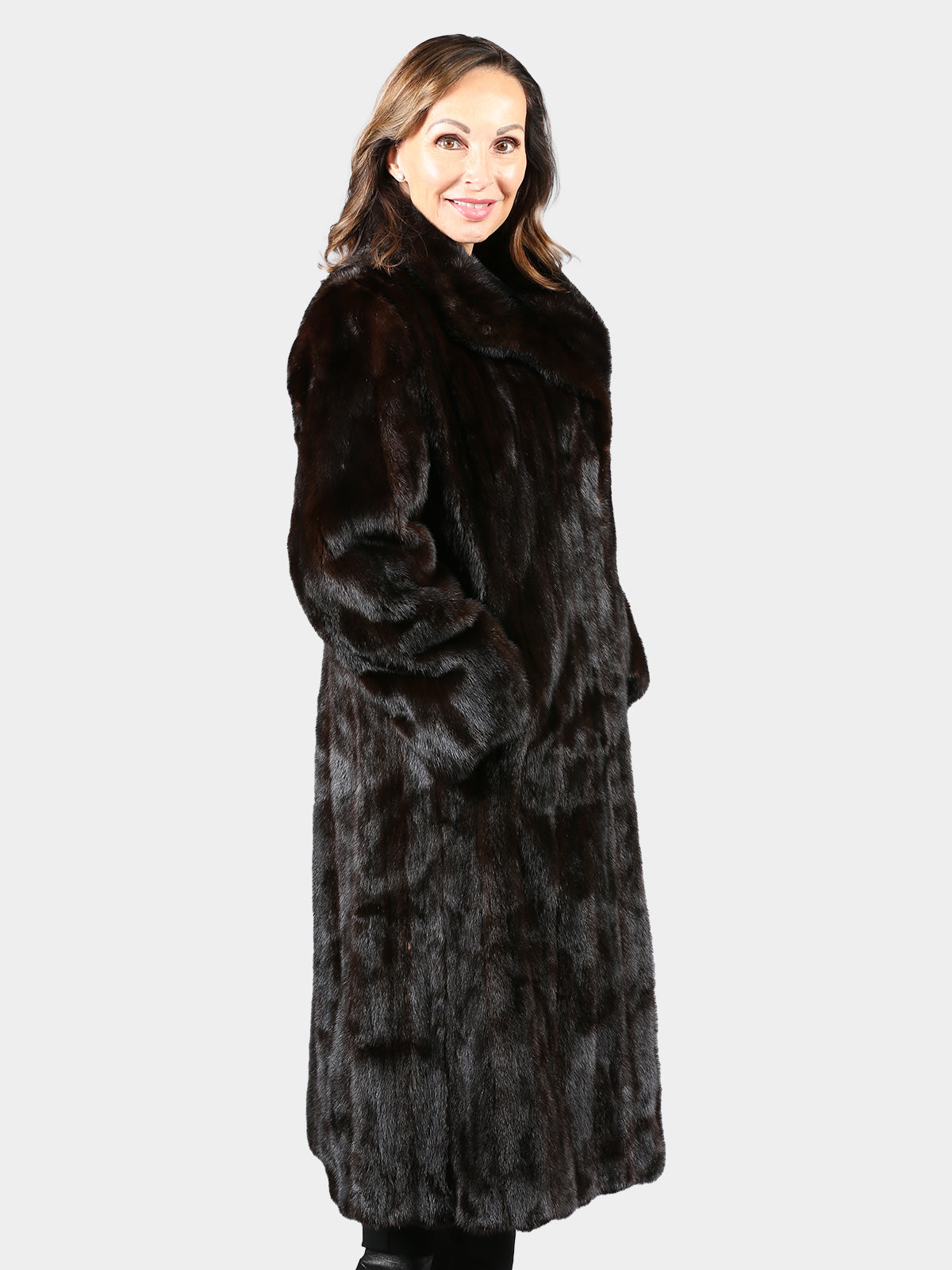 Woman's Deepest Mahogany Female Mink Fur Coat