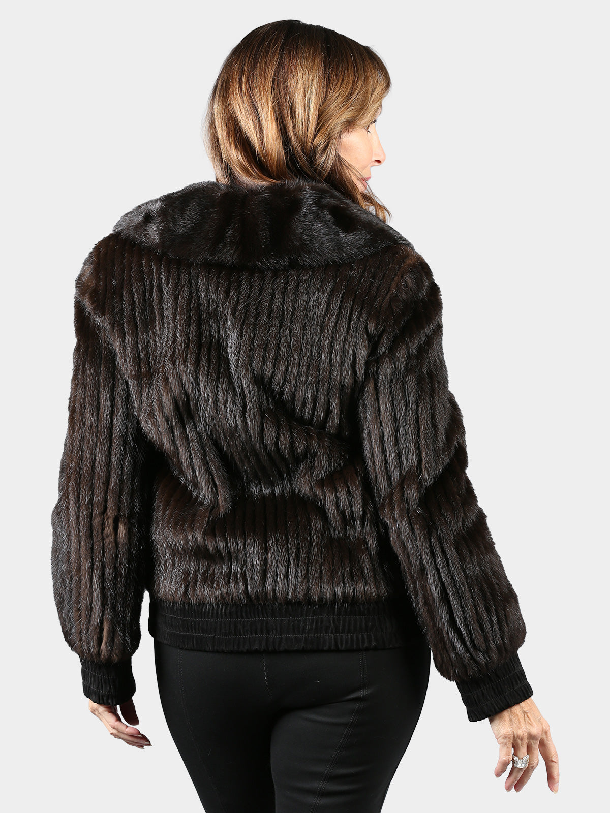 Woman's Deepest Mahogany Cord Cut Mink Fur Jacket
