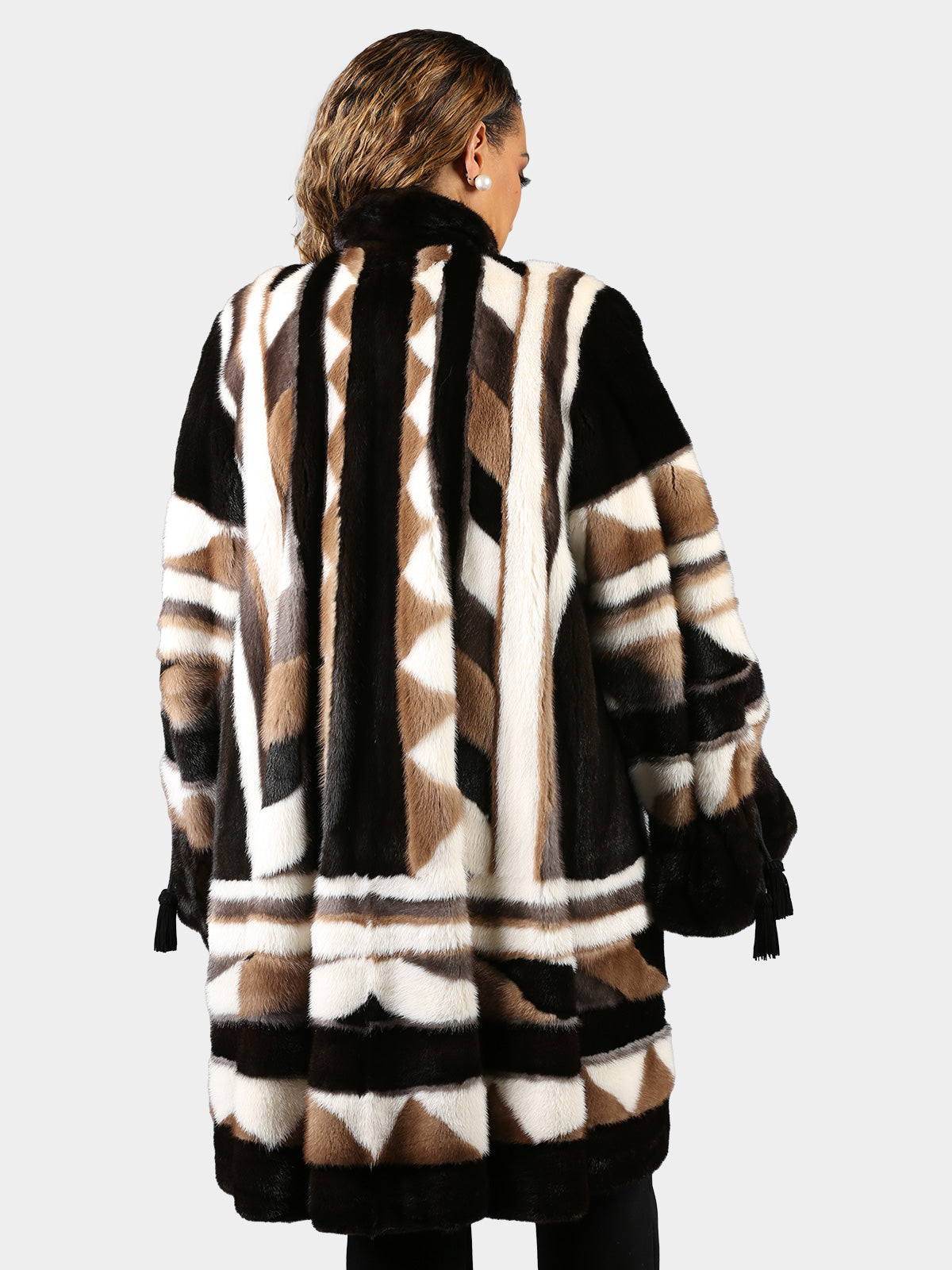 Woman's Multicolor Female Mink Fur 3/4 Swing Coat by Zuki