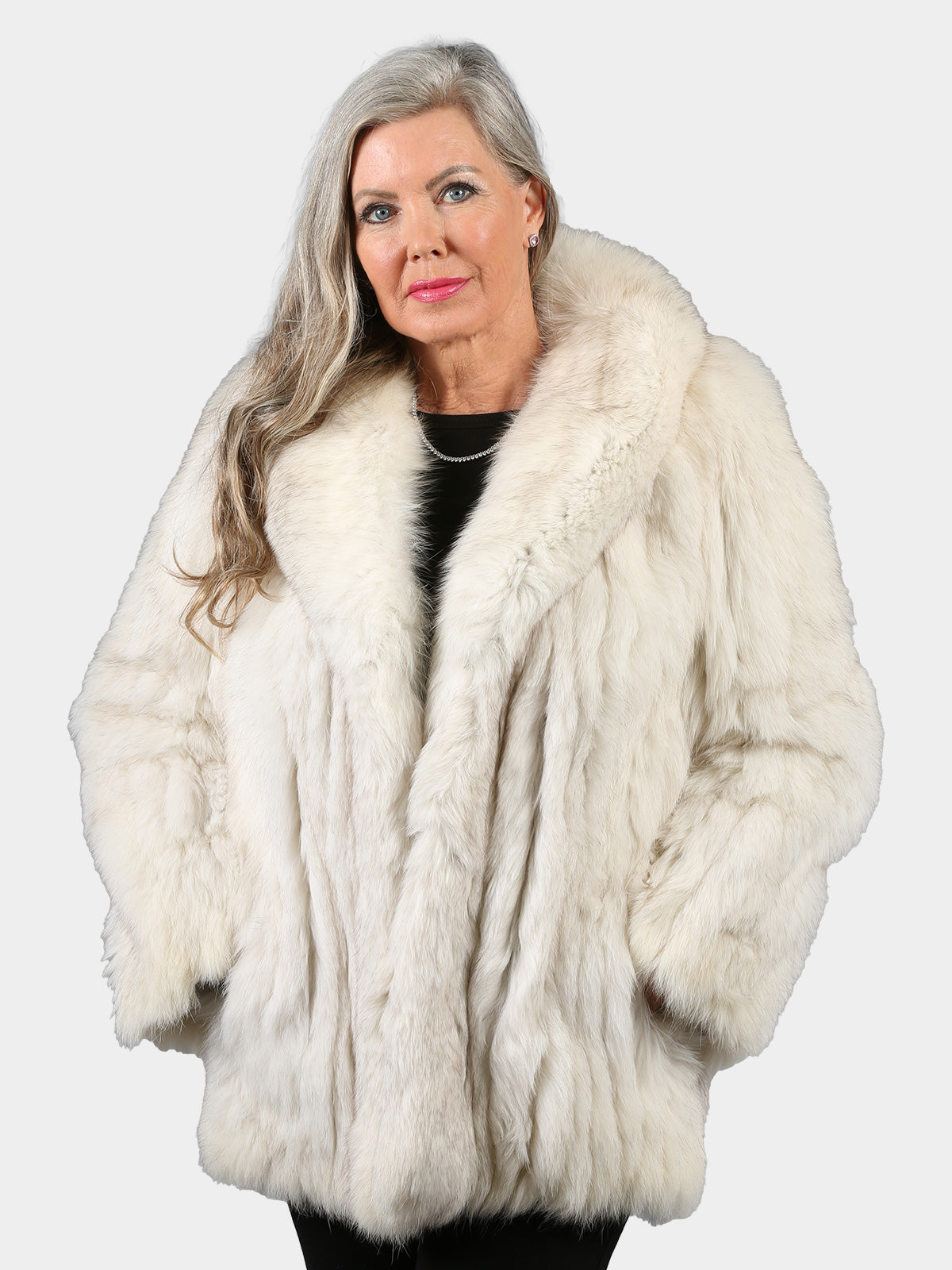 Woman's Natural Blue Fox Fur Jacket